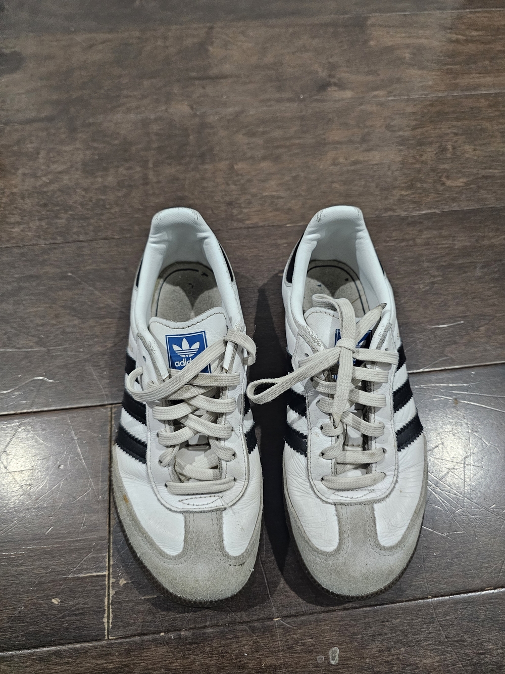 adidas Kids White Sneakers with Black Stripes